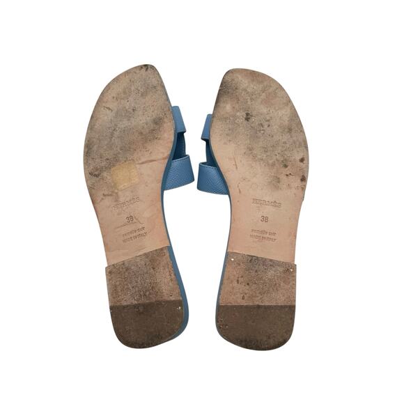 Hermes Oran Leather Sandals in Blue Celeste Size 38 - Picture 10 of 10